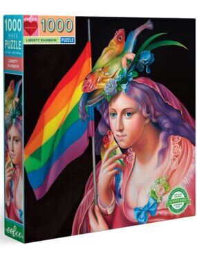 Eeboo Lady Liberty Rainbow Flag Peace & Love Puzzle Party Family Fun Game Night